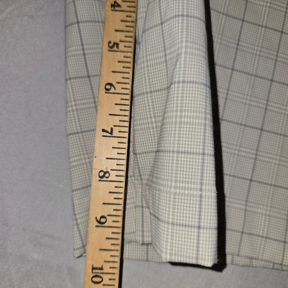 Greg Norman Golf Shorts 34 Mens Beige Plaid Flat Front Performance Stretch - Picture 5 of 7